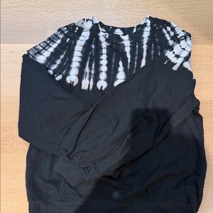 Raquel Allegra Black & White Tie-Dye Scoop Neck Sweater